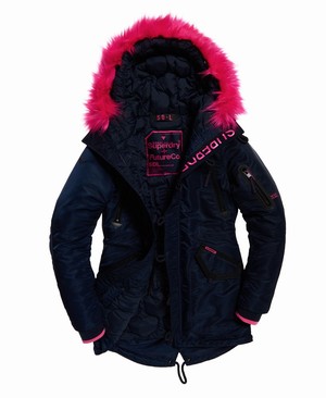 Superdry SDL-2 Parka Női Kabát Sötétkék/Rózsaszín | FQCVR6539